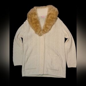 Vintage 1960 Bradley Cream Cardigan Collar Sz M